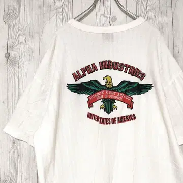 알파인더스트리 T셔츠 시부 프린트 헤링본 아치 로고 3L