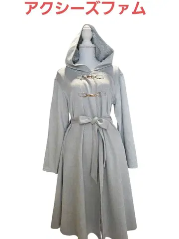 엑시즈팜 레이스 후드 부착 파스텔 컬러 블루 그레이 코트