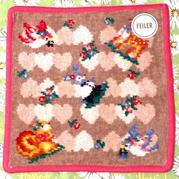 페이러 손수건 아르페쥬 스토리 테두리 핑크 다람쥐 토끼