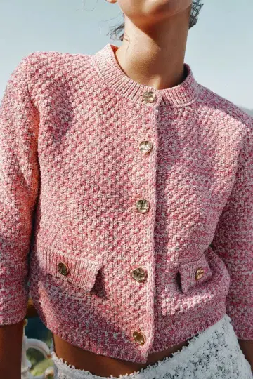 3/4 길이 슬리브 니트 가디건 S