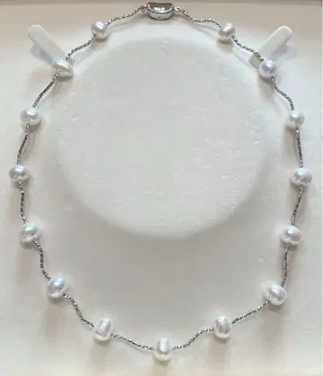 광택 발군 대형 담수 진주 목걸이 화이트 펄