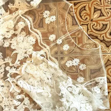 레트로 이에나 전체 레이스 자수 원피스 빈티지 구제 의류