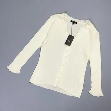 새상품 23구 프릴 리브 니트 가디건 아이보리 사이즈 38*OD758