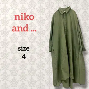 니코앤드 [4] 긴팔 셔츠 원피스 카키 미디 기장 캐주얼 심플