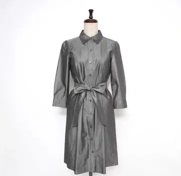 BALLSEY 핀턱 셔츠 원피스 광택 리본 그레이 사이즈 38