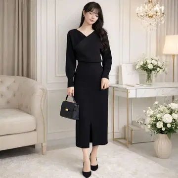 AZUL BY MOUSSY 니트 롱 원피스 비대칭 S