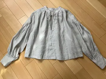 SALON adam et rope 린넨 크롭 개더 블라우스