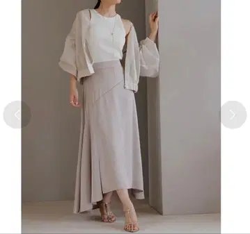 anuans 빈티지 새틴 아지메 헴 스커트 베이지 S