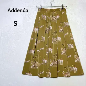 레어 Addenda 레나운 빈티지 말 패턴 플레어 스커트 영국풍 레트로