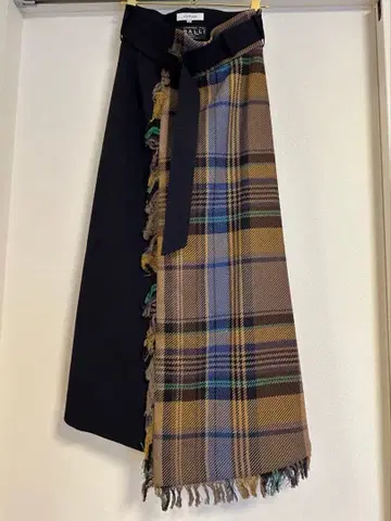 새상품! LOVELESS 체크 콤비 미디 스커트 롱 스커트