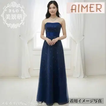 AIMER 롱 드레스 파랑 라메 스테이지 드레스