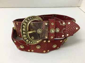 난니 장식 디자인 가죽 벨트 W80~88 정도 빨간 계열 미품