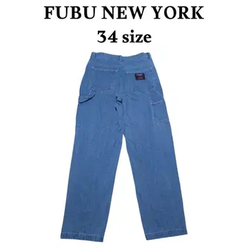 FUBU 페인터 데님 배기 팬츠 와이드 34 초와이드 로고 패치