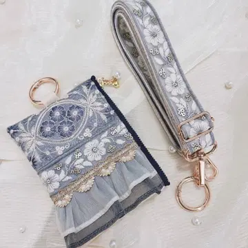 인도 자수 숄더 스마트폰 숄더 미니 파우치 2종 세트