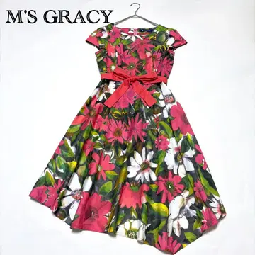 [ 엠즈 그레이시 ] 꽃무늬 원피스 리본 벨트 변형 일본제 코튼 38