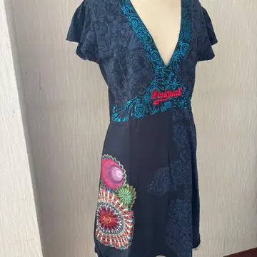 desigual 자수 프린트 사용 프렌치 슬리브 원피스 오샤레
