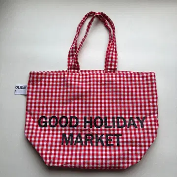 good holiday market 체크 토트백 에코백 빨간색