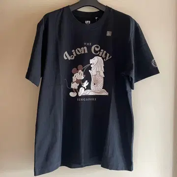 새상품 유니클로 싱가포르 한정판 미키 T셔츠 L 블랙
