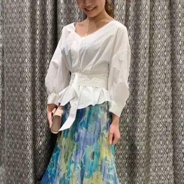 볼륨 페플럼 셔츠 벨트 포함