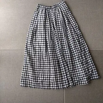 이에나 깅엄 개더 스커트 36