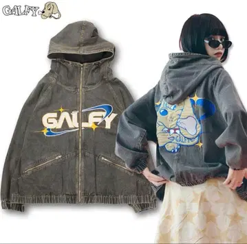 [ 새상품급 ] GALFY 갈피 더티 데님 후드 자켓 L 사이즈