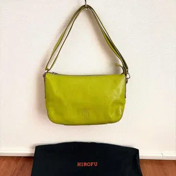 HIROFU 히로후 가죽 숄더 2WAY 라임 그린 수납 가방 포함