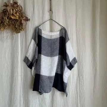 DANIELA GREGIS 다니엘라 그레지스 거즈 린넨 체크 블라우스