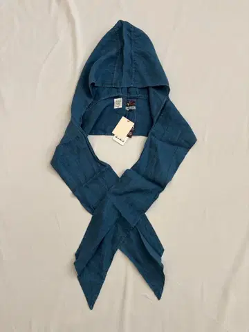 BLUE BLUE JAPAN 후드 부착 린넨 스톨 블루