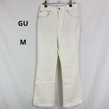 GU 플레어 데님 팬츠 [ M ] 화이트 캐주얼 코튼 혼방 하의 평상복