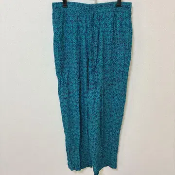 하의 터콰이즈 기하학 패턴 이지 팬츠 L 풀 밴딩