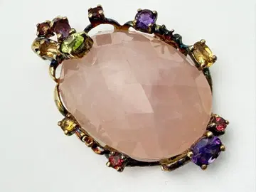 실버 925 로즈쿼츠 목걸이 탑