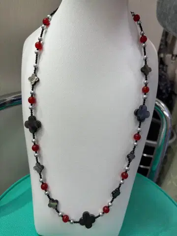 마노 쉘 담수 진주 비즈 목걸이