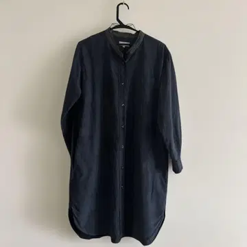 마가렛호웰 원피스 셔츠 실크 코튼 다크 네이비 그레이 S