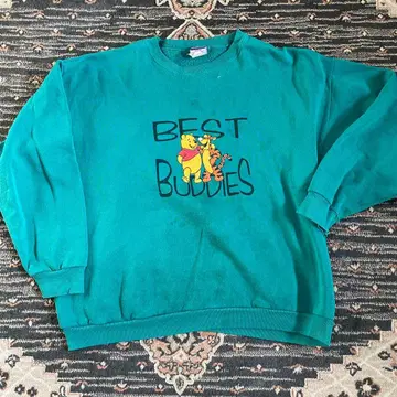 디즈니 맨투맨 푸우 그린 XL 구제 의류