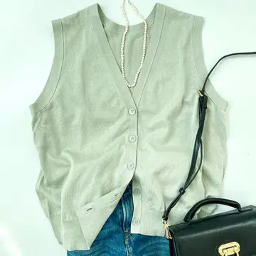 윔 가젯 GEMINI 2way 니트 베스트 민트 그린 면