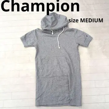 289 Champion 그레이 후드 부착 반팔 후드티 MEDIUM
