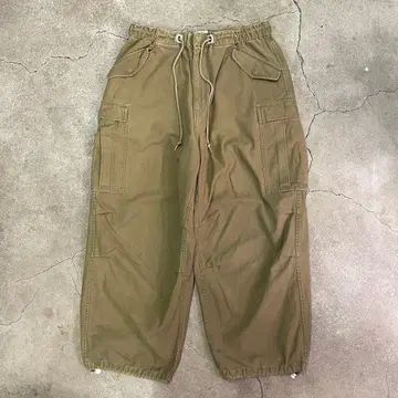 골드 헤비 백새틴 오버 카고 팬츠 L