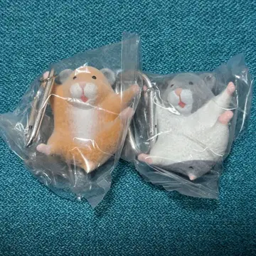 매달리는 햄스터 킨쿠마 실버 그레이 2개 세트 카라비너 포함