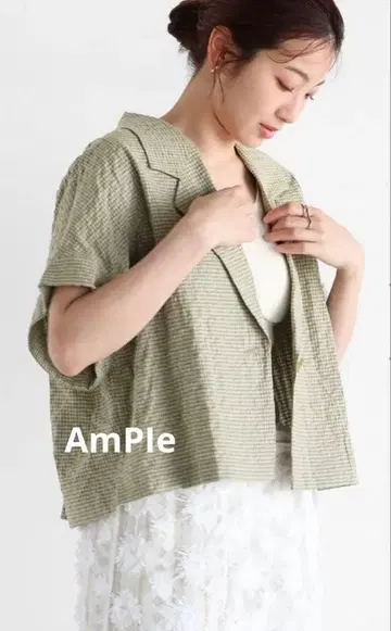 야마다야 AmpIe 깅엄 체크 하프 슬리브 자켓