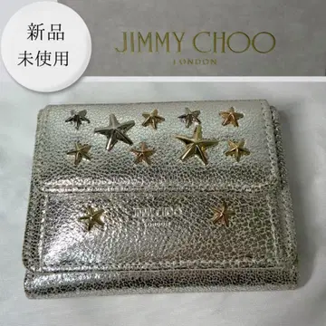 JIMMY CHOO 샴페인 별 모양 스터드 3단 폴더형 지갑