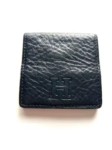 HIROFU 히로후 코인 케이스 동전 지갑 가죽 네이비 이탈리아제 로고