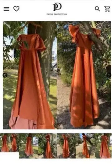 오프숄더 볼륨 소매 새틴 드레스 dress production