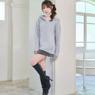 로제 뮤즈 Mohair knit hoodie RoseMuse