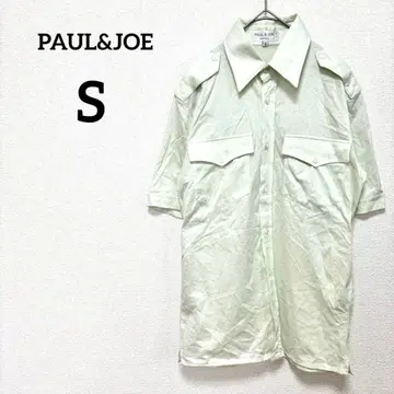 [폴앤조] 프랑스제 반팔 셔츠 S 그린 면 100% 밀리터리풍