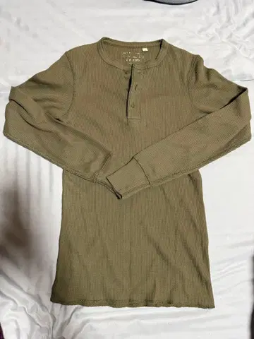 AVIREX USA 써멀 올리브 그린 헨리넥 긴팔 셔츠