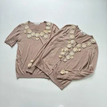 화려함 고급 잉게보그 꽃 모티브 앙상블 가디건 실크