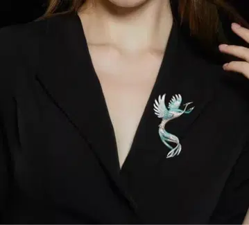터콰이즈 봉황 브로치 일곱 빛깔 깃털 화려한 새상품