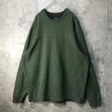 E347 구제 의류 트레이닝복 맨투맨 모스그린 무지 90s Y2K