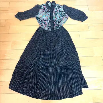 [ 구제 의류 ] 페이즐리 무늬 도트 무늬 원피스 레트로