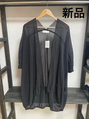 야마다야 MEDOC 블랙 시어 코쿤 돌먼 롱 가디건 38